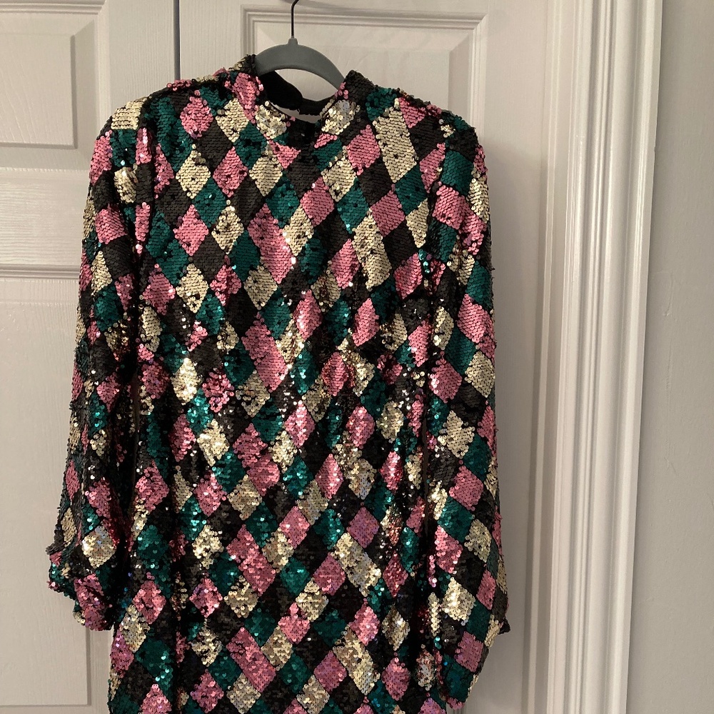 2023 Sequin Anthropologie mauve holiday party dress!